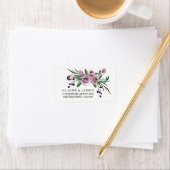 Romantic Floral Paars Roos Weddenschap Etiket (Insitu)