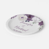 Romantic Floral Paars Silver Personalize Wedding Papieren Bordje (Gekanteld)