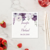 Romantic Floral Paars Silver Personalize Wedding Servet (Insitu)