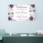 Romantic Floral Paars Silver Wedding Backdrop Spandoek (Beurs)