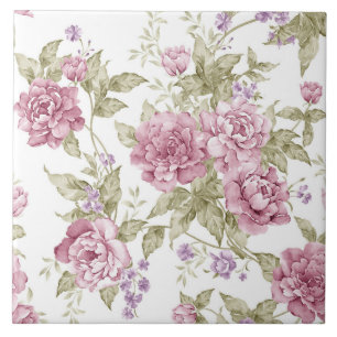 Romantic Floral Paarse Rozen Patroon Tegeltje