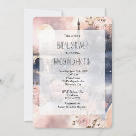 Romantic Floral Paris Eiffel Tower Bridal Shower Kaart