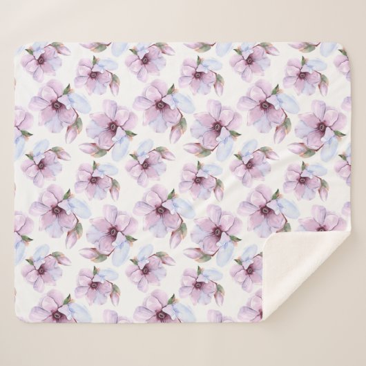 Romantic Floral Pattern Sherpa Deken (Voorkant (horizontaal))