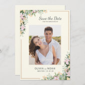 Romantic Floral Photo Save the Date (Voorkant / Achterkant)