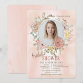 Romantic Floral Photo Vrijgezellenfeest Kaart (Voorkant / Achterkant)