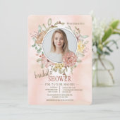 Romantic Floral Photo Vrijgezellenfeest Kaart (Staand voorkant)