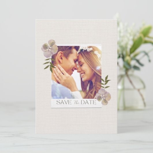 Romantic Floral Photo Wedding Save the Date (Staand voorkant)