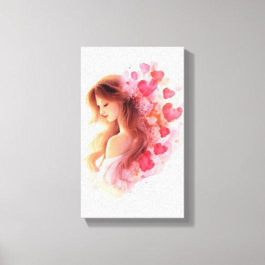 Romantic Floral Portrait Soft Valentine Love Art Canvas Afdruk (Voorkant)