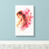 Romantic Floral Portrait Soft Valentine Love Art Canvas Afdruk (Insitu (Houten vloer))