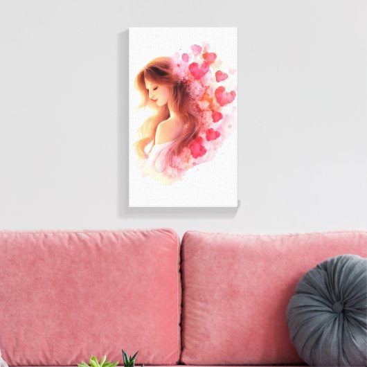 Romantic Floral Portrait Soft Valentine Love Art Canvas Afdruk (Insitu (Woonkamer))