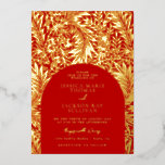Romantic Floral Red en Gold Wedding Folie Uitnodiging<br><div class="desc">Deze romantische uitnodiging voor bloemkool rood en gouden bruiloft is de perfecte manier om je gasten uit te nodigen om deel te nemen aan je trouwdag. Het rode kleurenpalet zal een gewaagde verklaring maken, terwijl de gouden florale elementen een unieke en tijdloze aanraking toevoegen. De ingewikkelde folie floral detailing zal...</div>