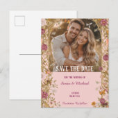Romantic Floral Save the Date Aankondigingskaart (Voorkant / Achterkant)