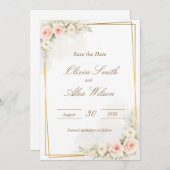 Romantic Floral Save the date Dusty Blush Peo (Voorkant / Achterkant)