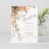 Romantic Floral Script Elegant Chic Wedding Kaart (Staand voorkant)