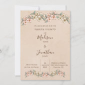 Romantic Floral Script Hand Drawn  Wedding Kaart (Voorkant)