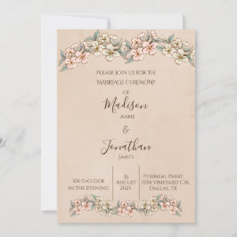 Romantic Floral Script Hand Drawn Wedding Kaart