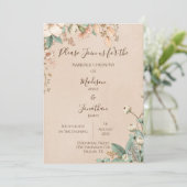 Romantic Floral Script Hand Drawn  Wedding Kaart (Staand voorkant)