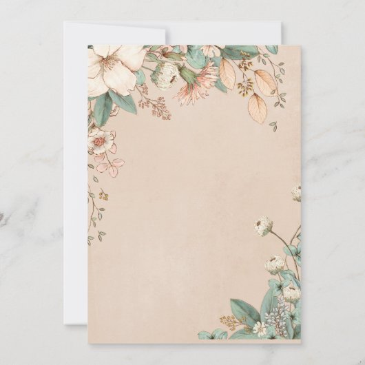 Romantic Floral Script Hand Drawn  Wedding Kaart (Achterkant)