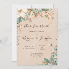 Romantic Floral Script Hand Drawn Wedding Kaart