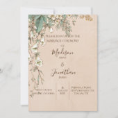 Romantic Floral Script Hand Drawn Wedding Kaart (Voorkant)