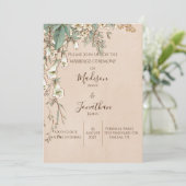 Romantic Floral Script Hand Drawn  Wedding Kaart (Staand voorkant)