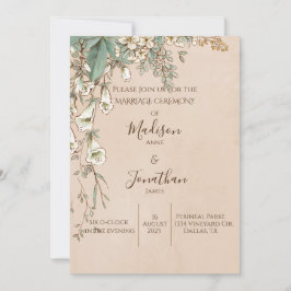 Romantic Floral Script Hand Drawn Wedding Kaart