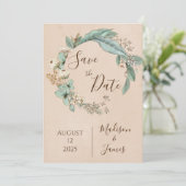 Romantic Floral Script Hand tekende chic Wedding Save The Date (Staand voorkant)