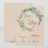 Romantic Floral Script Hand tekende chic Wedding Save The Date (Voorkant / Achterkant)