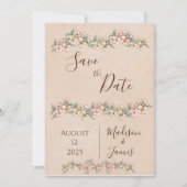 Romantic Floral Script Hand tekende chic Wedding Save The Date (Voorkant)