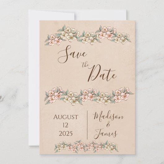 Romantic Floral Script Hand tekende chic Wedding Save The Date (Voorkant)