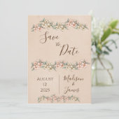 Romantic Floral Script Hand tekende chic Wedding Save The Date (Staand voorkant)
