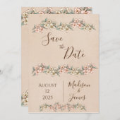 Romantic Floral Script Hand tekende chic Wedding Save The Date (Voorkant / Achterkant)