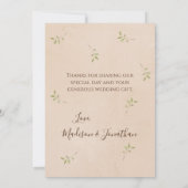Romantic Floral Script met eenvoudige bruiloft Bedankkaart (Achterkant)