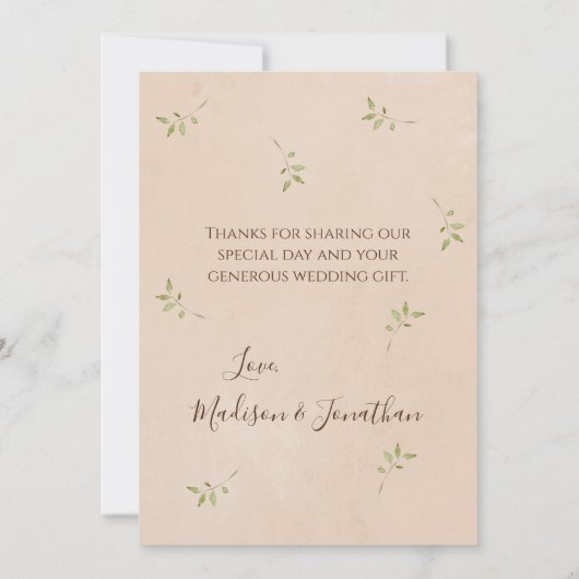 Romantic Floral Script met eenvoudige bruiloft Bedankkaart (Achterkant)