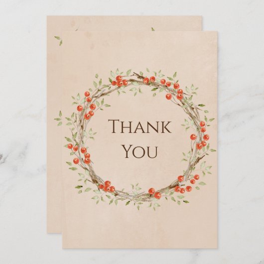 Romantic Floral Script met eenvoudige bruiloft Bedankkaart (Voorkant / Achterkant)