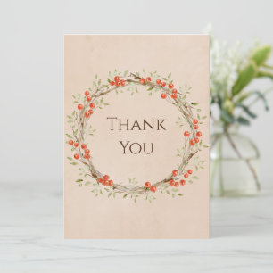 Romantic Floral Script met eenvoudige bruiloft Bedankkaart
