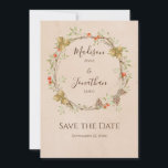 Romantic Floral Script Wreath Fall Wedding Save The Date<br><div class="desc">Floral romantic waterverf herfst met een bruiloft "save the date" voor die trouwe bruiloft. Zo lief en . Eenvoudig en lief. Perfect casual bruiloft "sparen de datum"</div>
