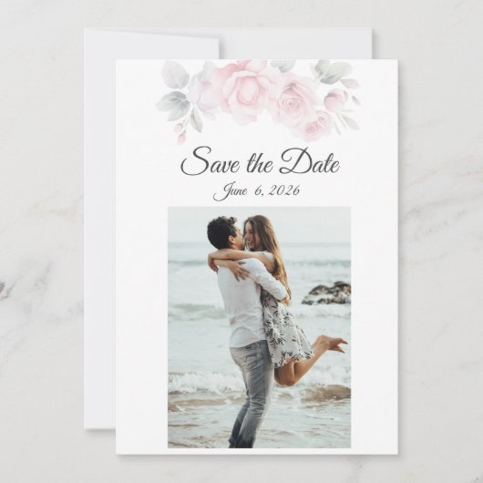 Romantic Floral sla de datumkaart op Save The Date (Voorkant)