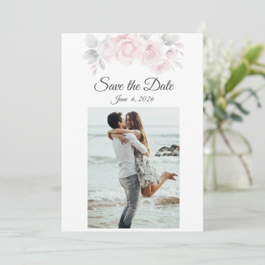 Romantic Floral sla de datumkaart op Save The Date (Staand voorkant)