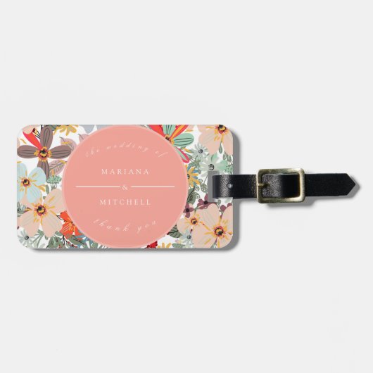 Romantic Floral soft Pink Green Pach Classic Bagagelabel (Voorkant horizontaal)