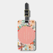 Romantic Floral soft Pink Green Pach Classic Bagagelabel (Voorkant verticaal)