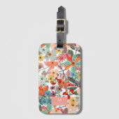 Romantic Floral soft Pink Green Pach Classic Bagagelabel (Voorkant (verticaal))