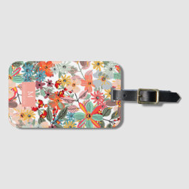 Romantic Floral soft Pink Green Pach Classic Bagagelabel