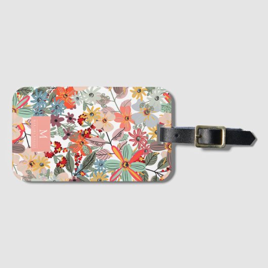 Romantic Floral soft Pink Green Pach Classic Bagagelabel (Voorkant (horizontaal))