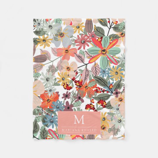Romantic Floral soft Pink Green Pach Classic Fleece Deken (Voorkant)