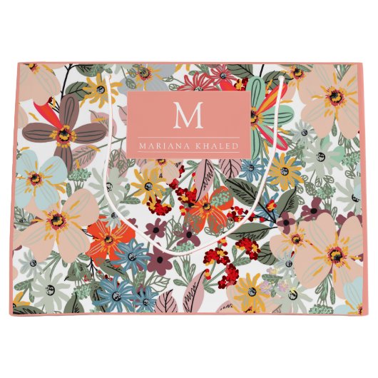 Romantic Floral soft Pink Green Pach Classic Groot Cadeauzakje (Voorkant)