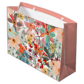 Romantic Floral soft Pink Green Pach Classic Groot Cadeauzakje (Achterkant Gekanteld)