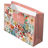 Romantic Floral soft Pink Green Pach Classic Groot Cadeauzakje (Voorkant Gekanteld)