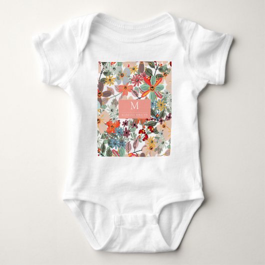 Romantic Floral soft Pink Green Pach Classic Romper (Voorkant)