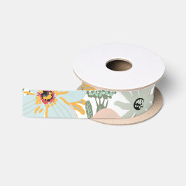 Romantic Floral soft Pink Green Pach Classic Satijnen Lint